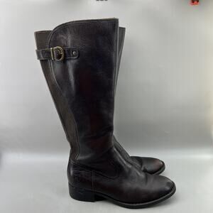Born Carran Riding Boots Women Size 8.5 Brown Leather Knee High Buckle Zip Shoes